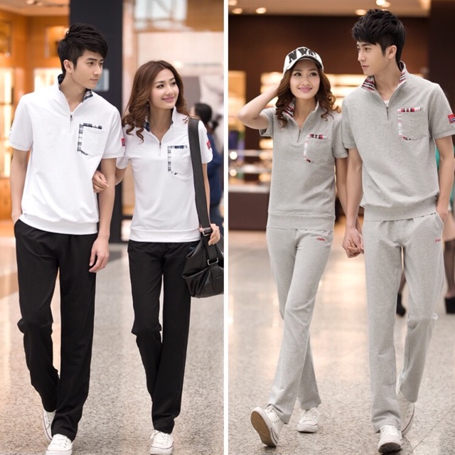 polo shirt and jogger pants