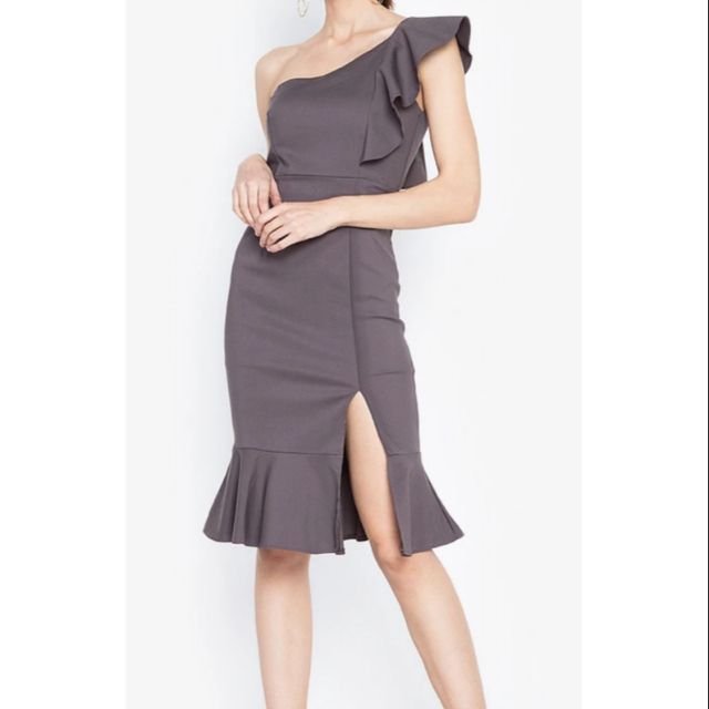 grey long formal dress