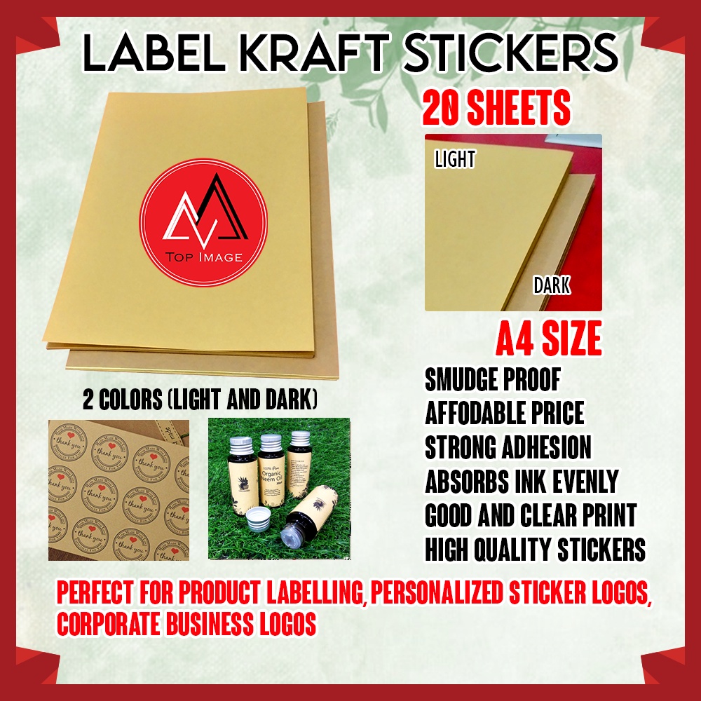 Kraft Sticker Paper A4 ( dark & light ) 150Gsm 20Sheets Per Pack