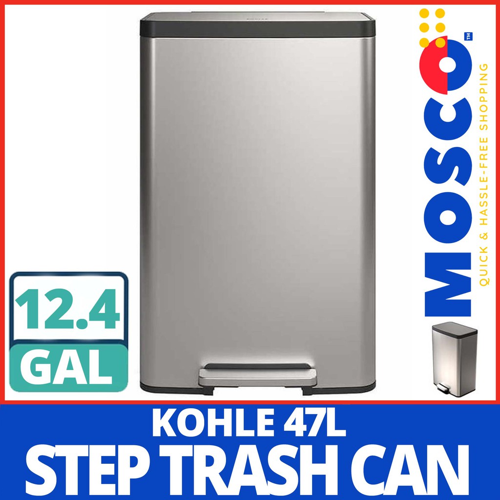 Kohler 47L Step Trash Can Stainless Steel Commercial Grade Heavy Gauge