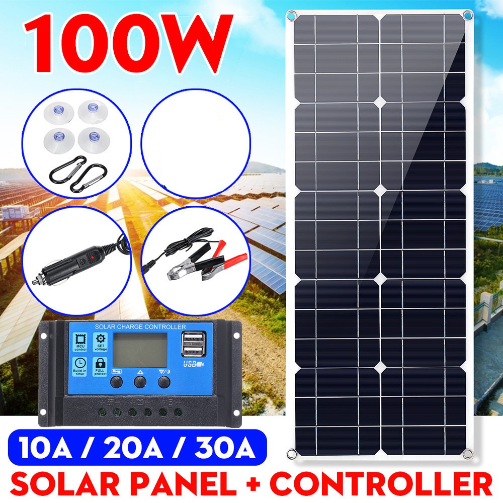 100W 18V Solar Panel with 10/20/30/40/50A/60A Solar Charger Controller