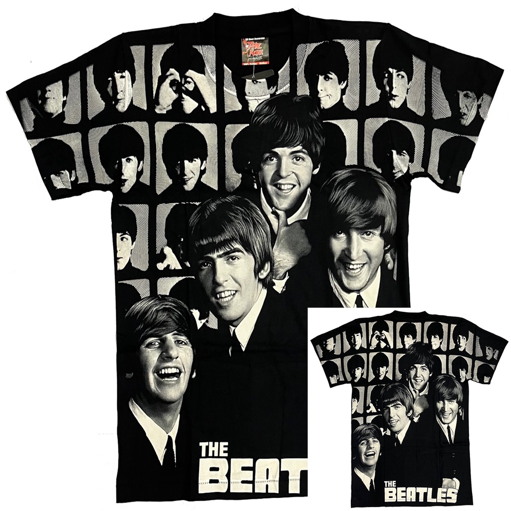 THE BEATLES - ALL OVER PRINT SHIRT ( AOP )100% Cotton Short Sleeve Rock ...