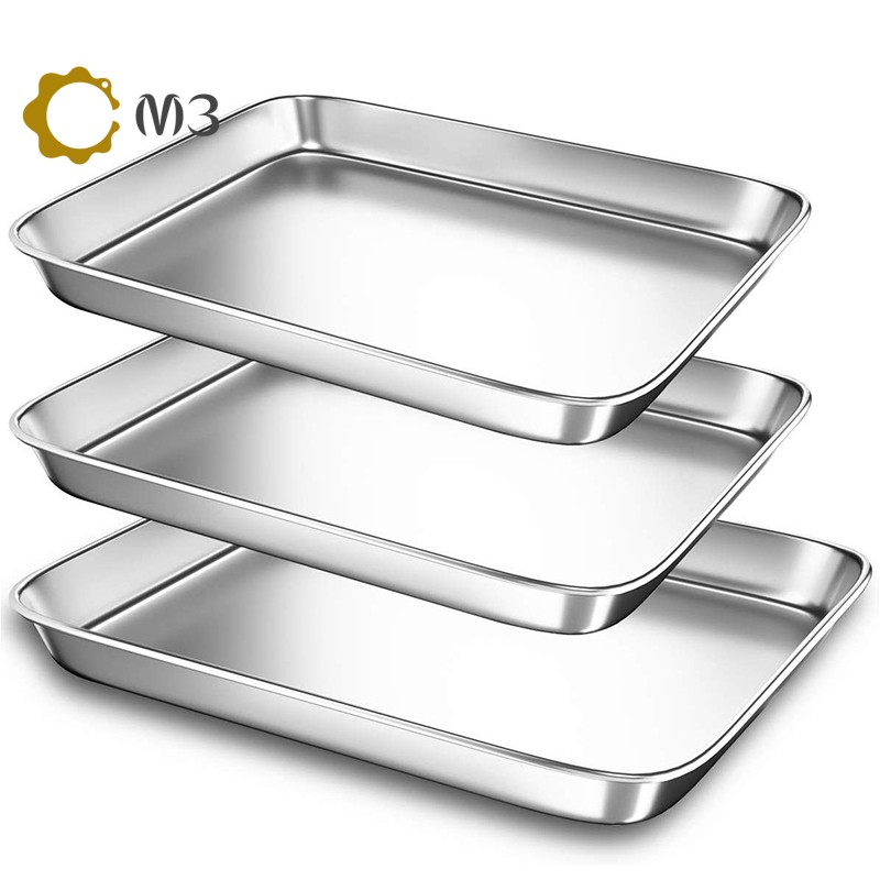 Sheet Pan,Cookie Sheet,Heavy Duty Stainless Steel Baking Pans,Toaster Oven  Pan,Jelly Roll Pan,Barbeque Grill Pan,Deep Edge,Superior Mirror Finish