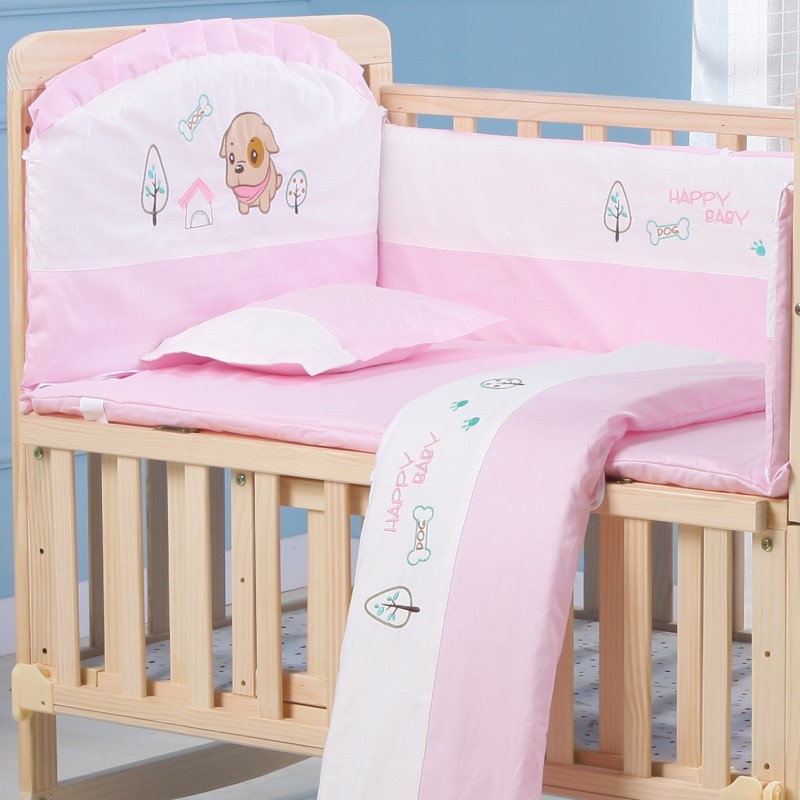 6 In 1 Baby Bedding Set Cotton Nursery Crib Bumper Pads Pillow