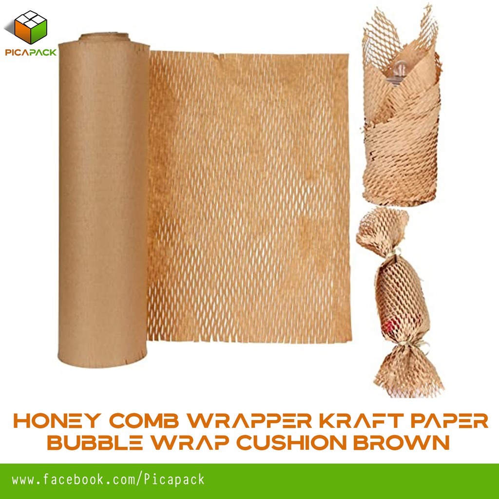 1m Honey Comb Wrapper Kraft Paper Bubble Wrap Cushion Brown Wrapper Eco
