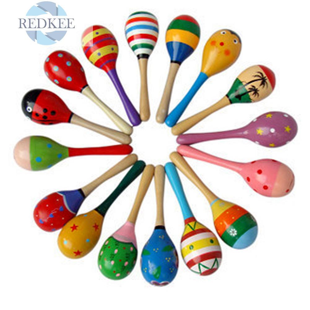 wooden baby maracas rattle