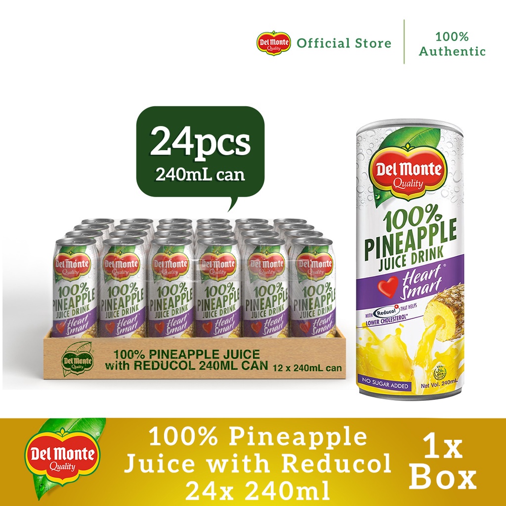 Del Monte Heart Smart 100 Pineapple Juice with Reducol 240mL (Box of