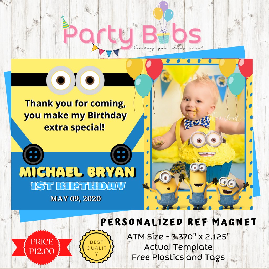 Minions ATM Size Ref Magnet Christening Ref Magnet Giveaway Birthday ...