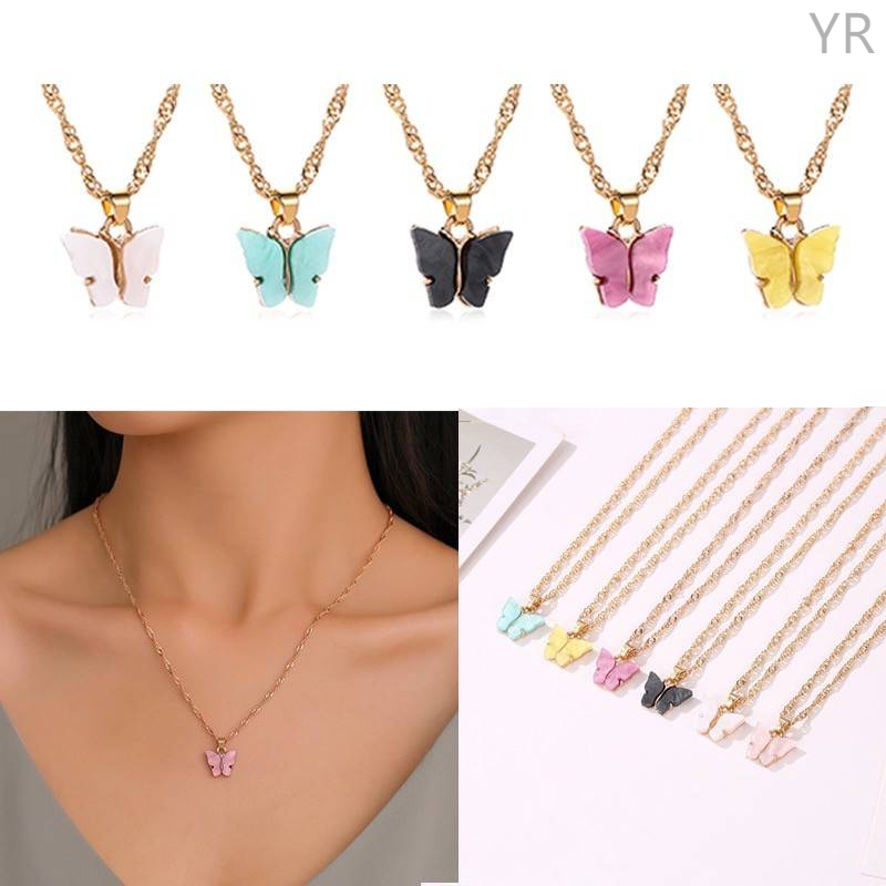 Yr Necklace Women Korean Personality Hipster Sweet Butterfly Necklace Acrylic Color Sweet Beauty Styler Wild Clavicle Chain Shopee Philippines