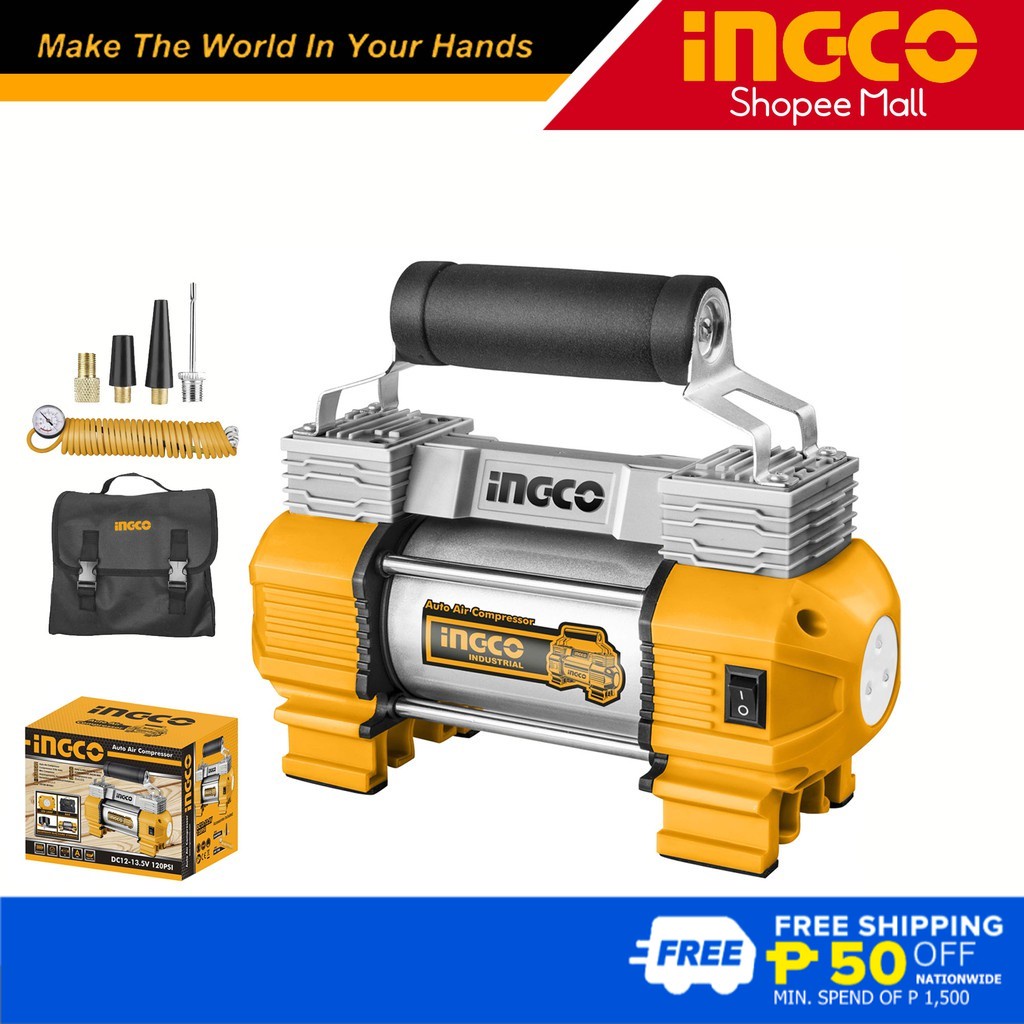 Ingco AAC2508 18A Industrial Auto Air Compressor Tire Inflator 120PSI