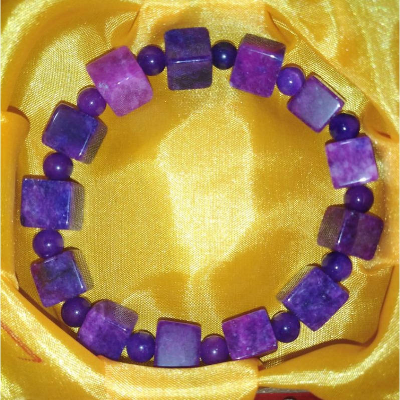 Natural Sugilite Cube / Square Crystal Bead Bracelet CLEANSED & READY