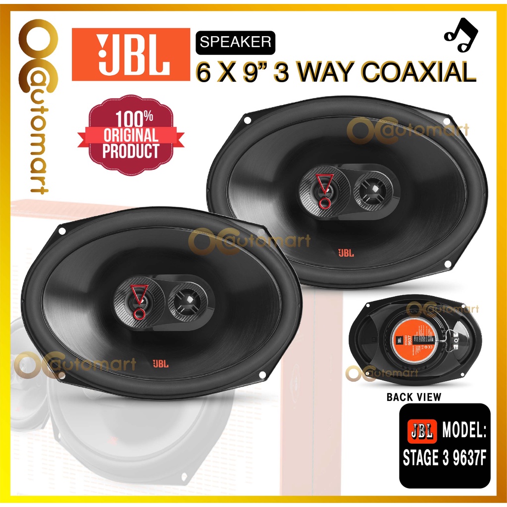 JBL STAGE3 9637F 6 X 9 3 way Coaxial Speaker 375 Watt peak power 6x9