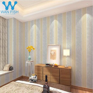WANFISH Gold Lining with Gray Background Wallpaper Waterproof Self-Adhesive PVC Sticker Room Decor