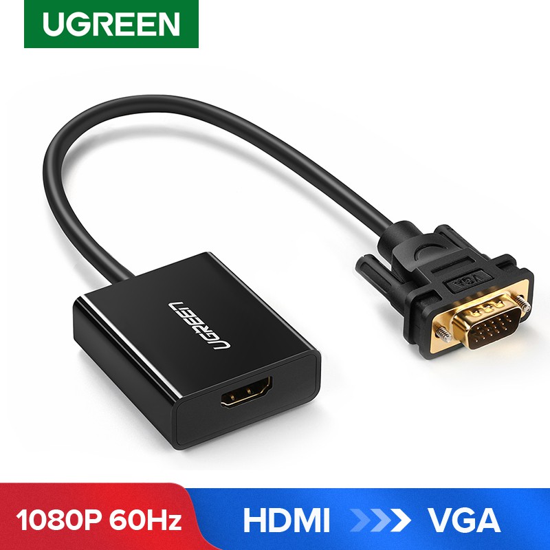 UGREEN HDMI To VGA Adapter Active HDMI Female To VGA Male Converter 1080P With 3.5mm Audio Jack