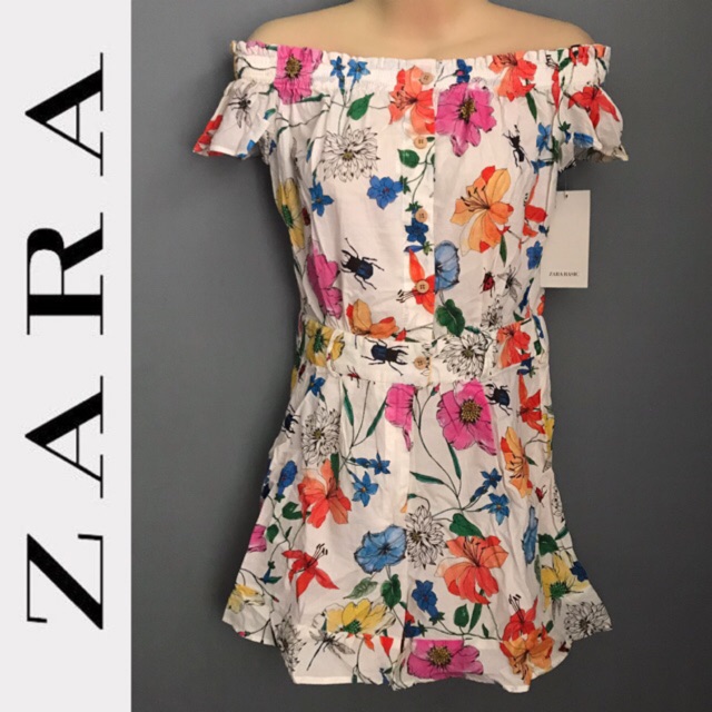 zara floral one shoulder dress