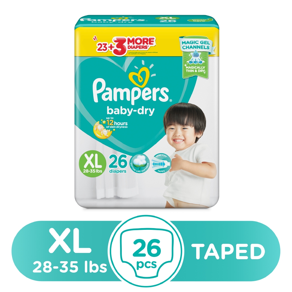 Pampers Baby Dry Taped Diapers XL 26s Shopee Philippines