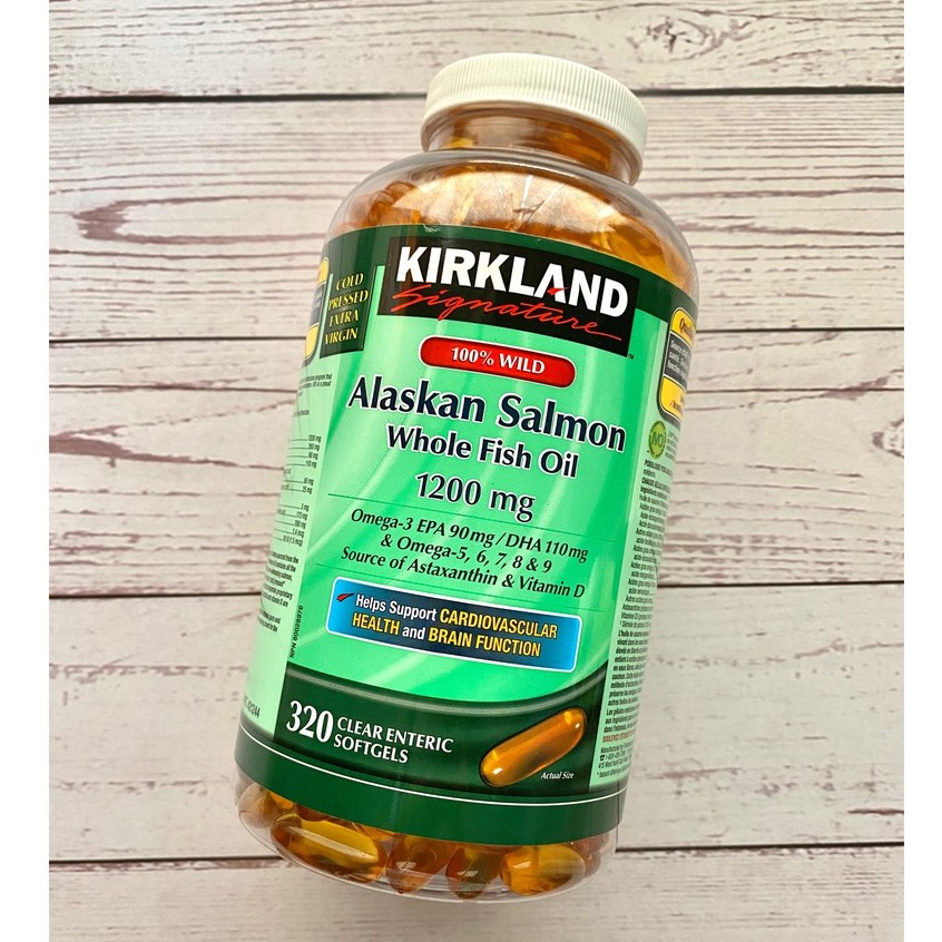 Kirkland Signature 320 Softgels 100 Wild Alaskan Salmon Whole Fish Oil