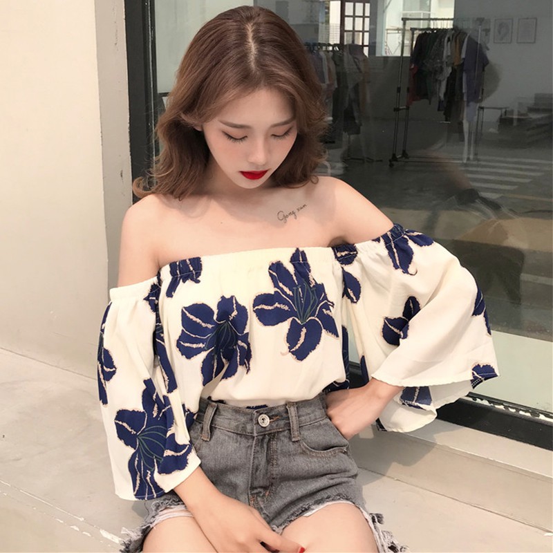 floral off shoulder outfit