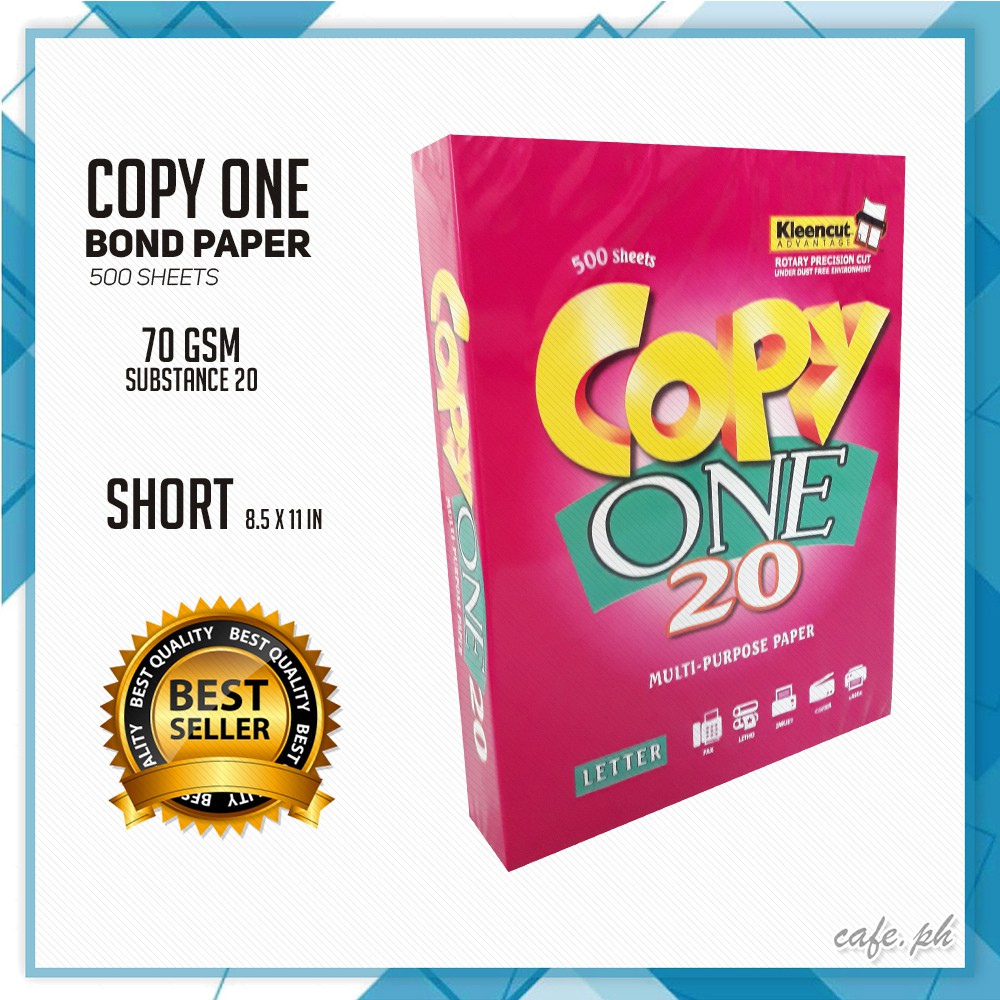 Short Size Copy One Bond Paper 70GSM Substance 20 (500 sheets per ream