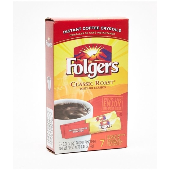 Folgers Classic Roast Instant Coffee Crystals Packets 7 x 2g | Shopee ...