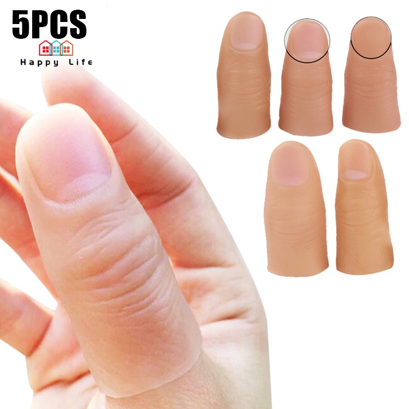 5pcs Finger Magic Trick Fake Soft Thumb Tip Close Up Stage Show Prop