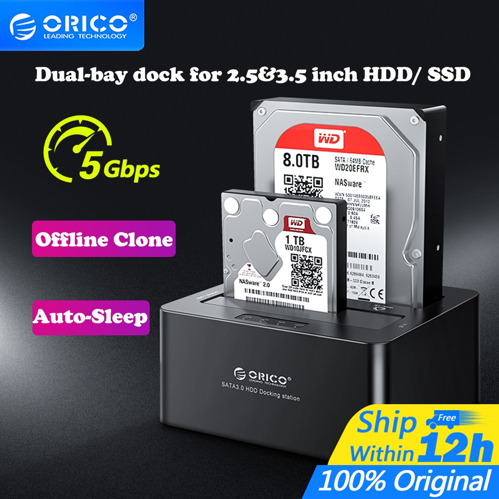 ORICO USB3.0 to SATA Hard Drive Case Dual Bay External HDD Docking ...