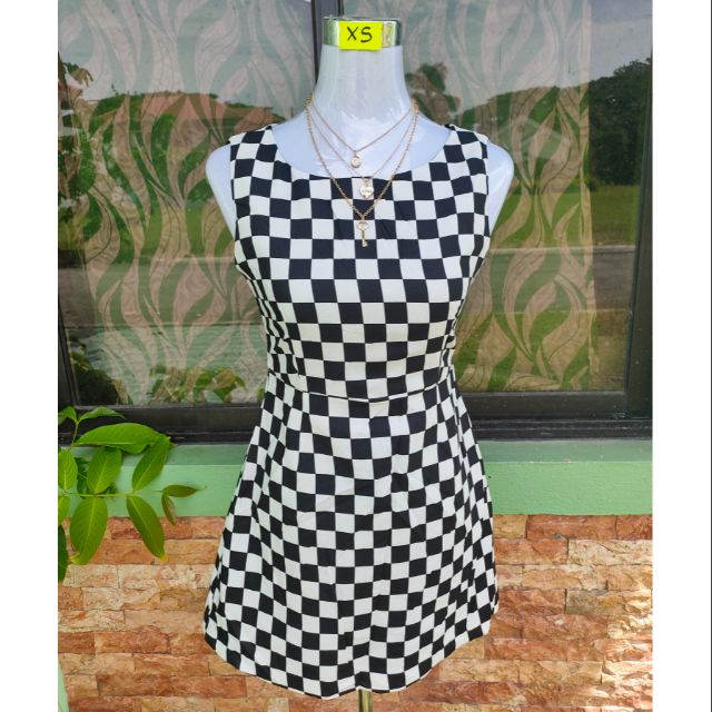 black & white checkered dress