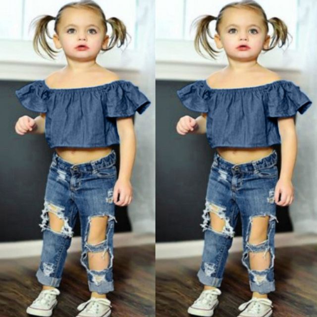 ripped jeans crop top