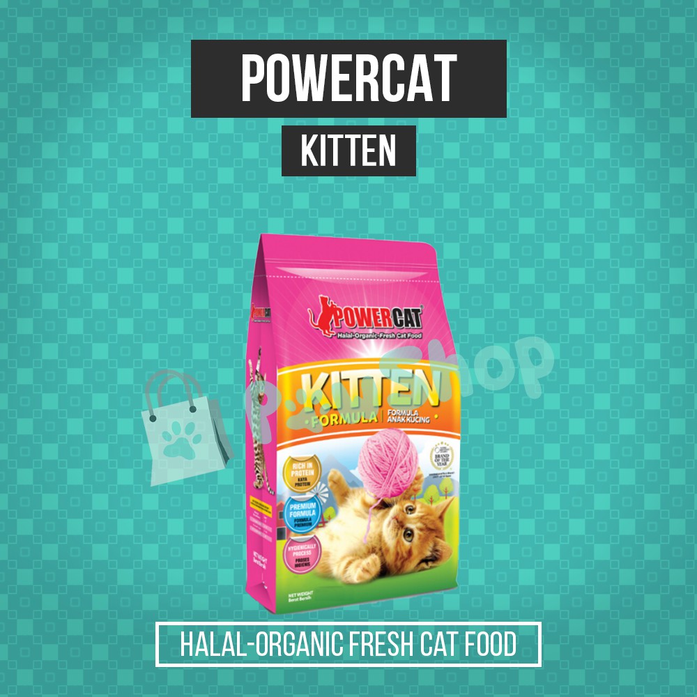 PowerCat Kitten Halal Organic Cat Dry Food 7kg | Shopee ...