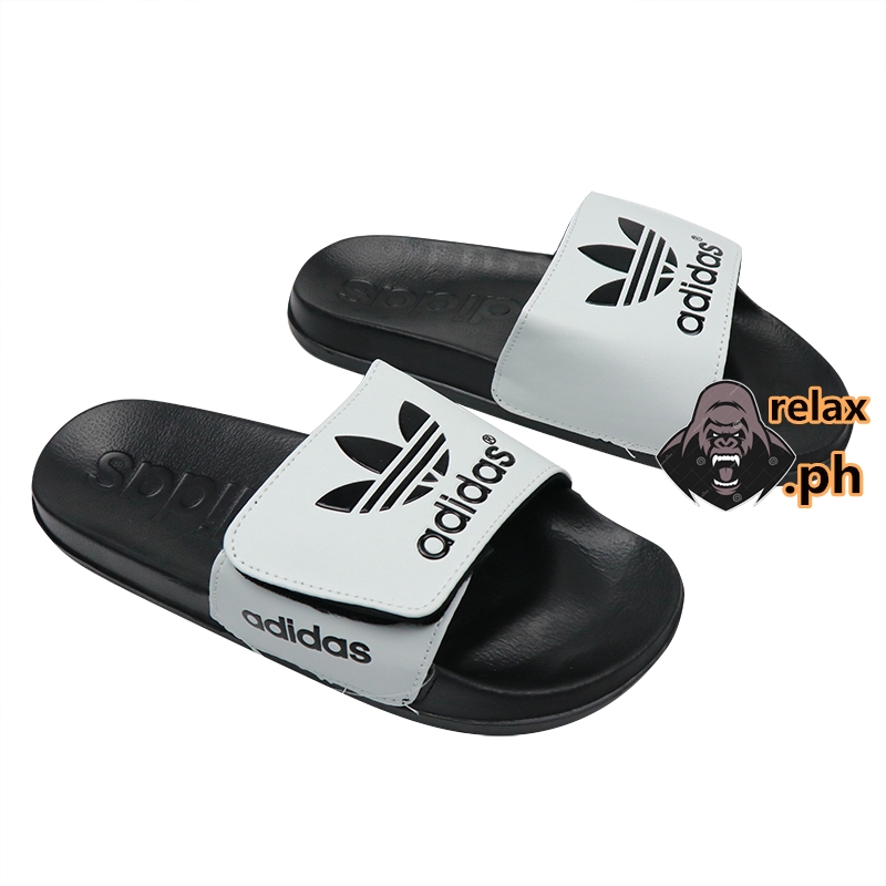 adidas slippers black and white