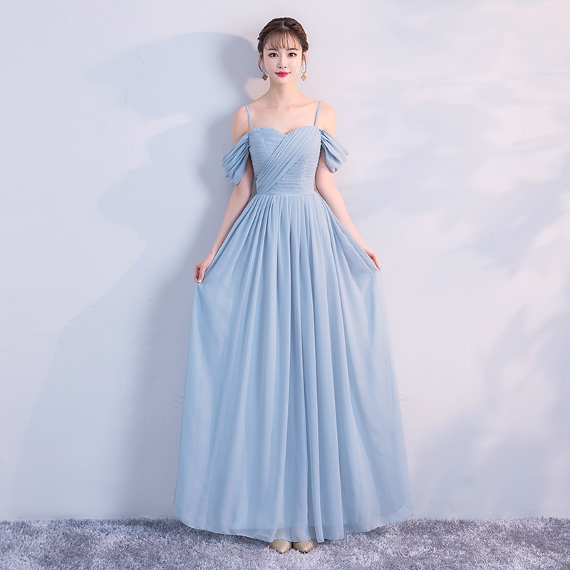 blue chiffon gown