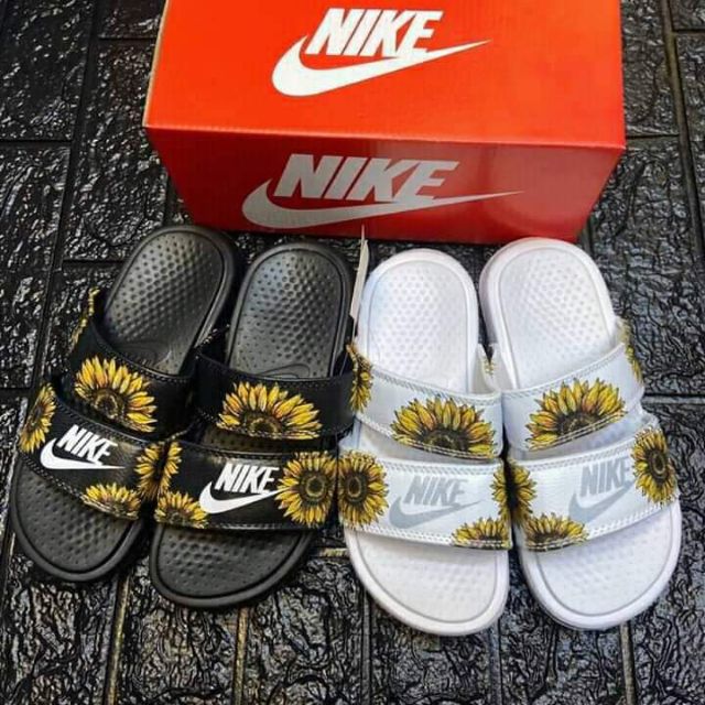 sunflower nike benassi slides