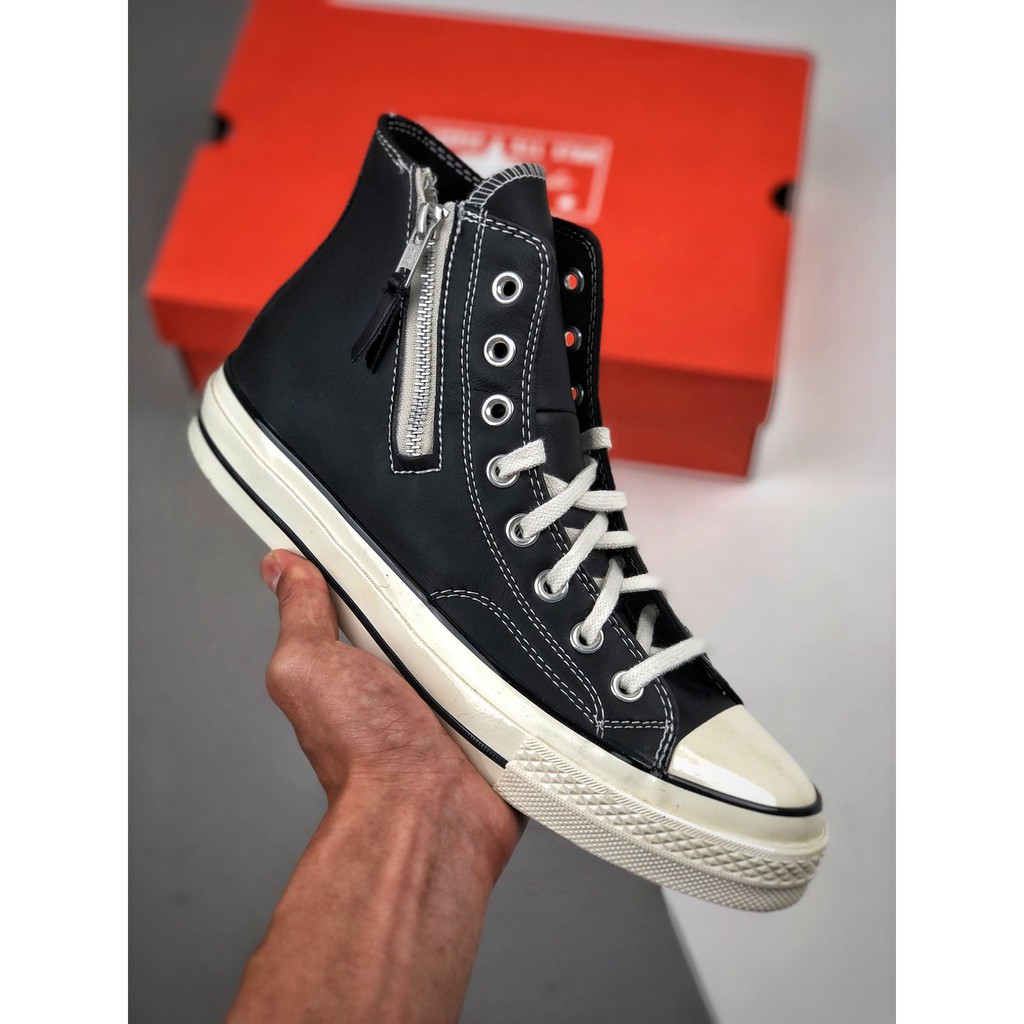 converse white leather zip