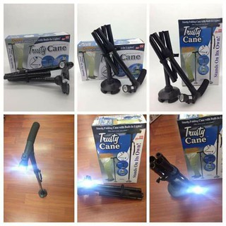 TONG'S Trusty Cane Folding, Walking Triple Head Pivoting Base with LED (Black) #3