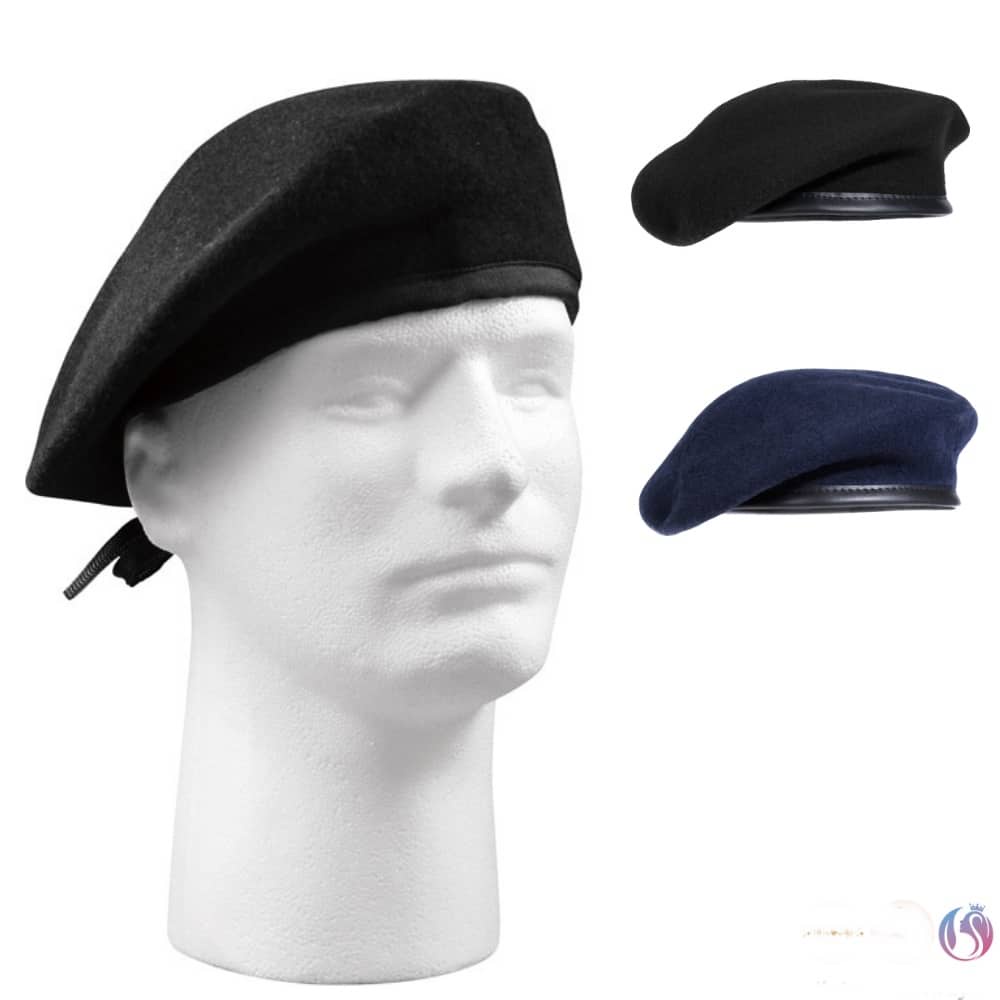 WDD Beret Cap Black & Navy Blue Satin Furry Cap Beret Cap Fashion Style ...