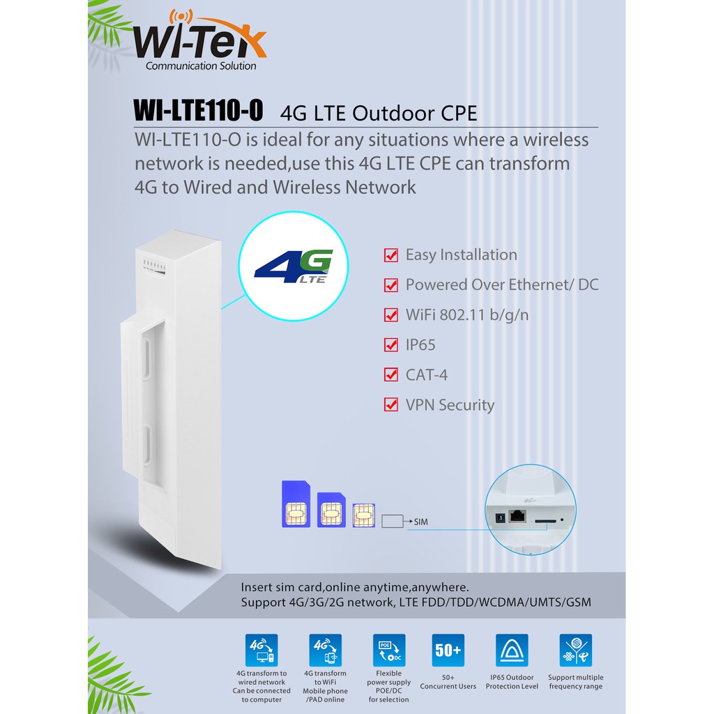 WiTek WI-LTE110-O 4G LTE Outdoor CPE | Shopee Philippines