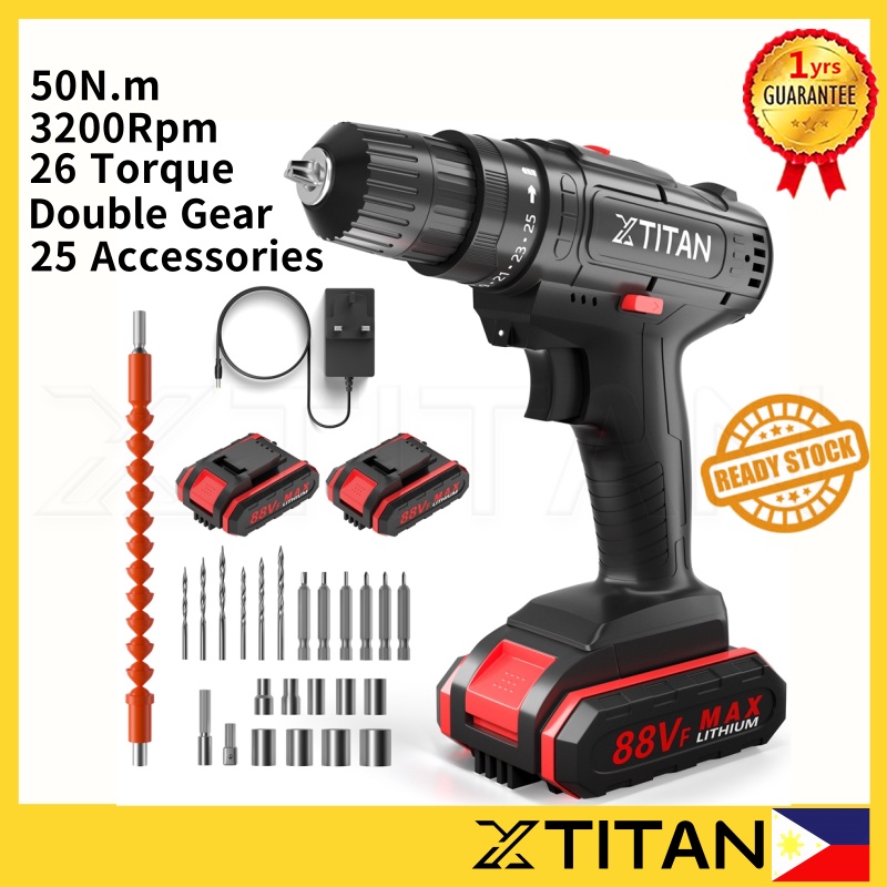 XTITAN Cordless Impact Drill Electric Screwdriver Power Drill Hammer