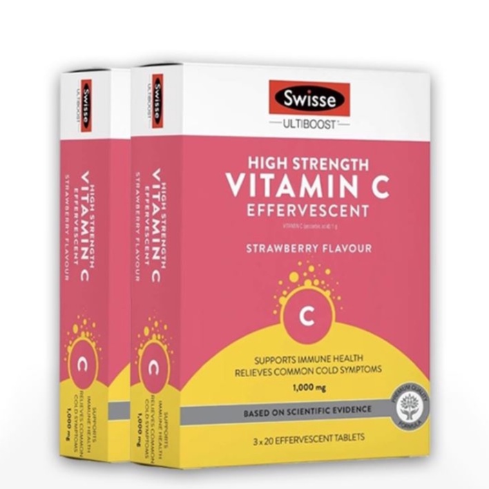 (Bundle 2 Packs) Swisse High Strength Vitamin C Bio C Immune Support 60 Effervescent Tabs