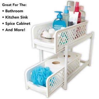 Image result for Portable 2 Tier Basket Drawers Organizers Kitchen & Bathroom Cabinet