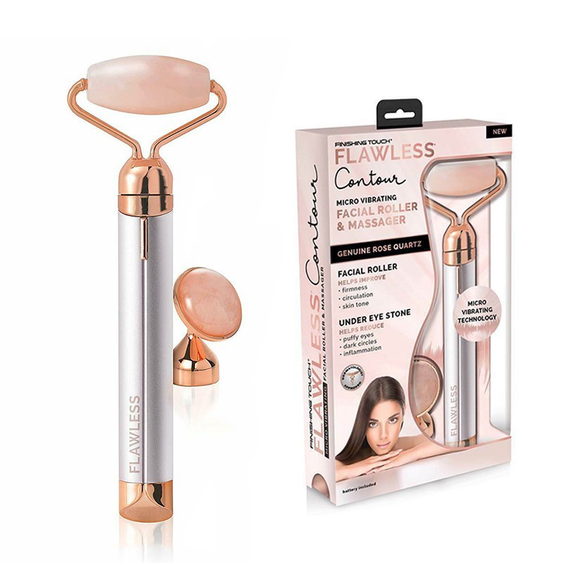 Finishing Touch Rose Quartz Flawless Contour Vibrating Facial Roller &  Massager With 2 heads | Shopee Philippines