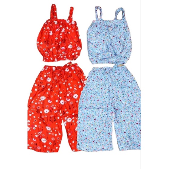 2PAIRS Summer Sexy Terno Square Pants Croptop Style for Girl Toddler and Kids Age 1-4years Old