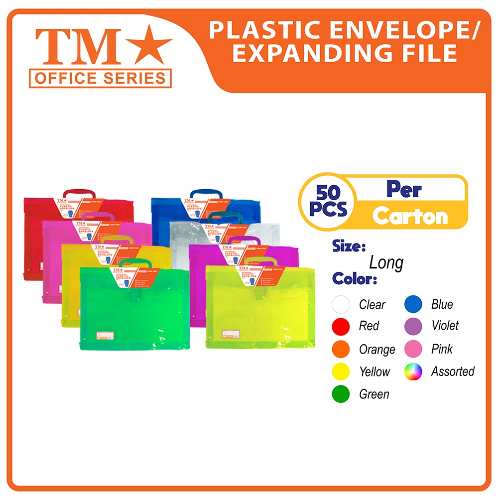 TM Plastic Expanding Envelope with Handle Colored Long x 50 pcs