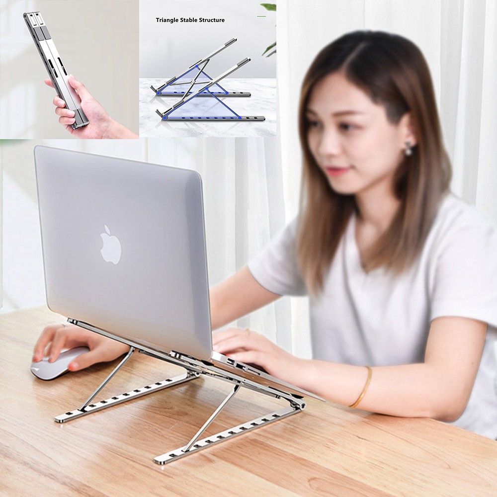 X Style Adjustable Foldable Aluminum Laptop Stand Desktop Notebook