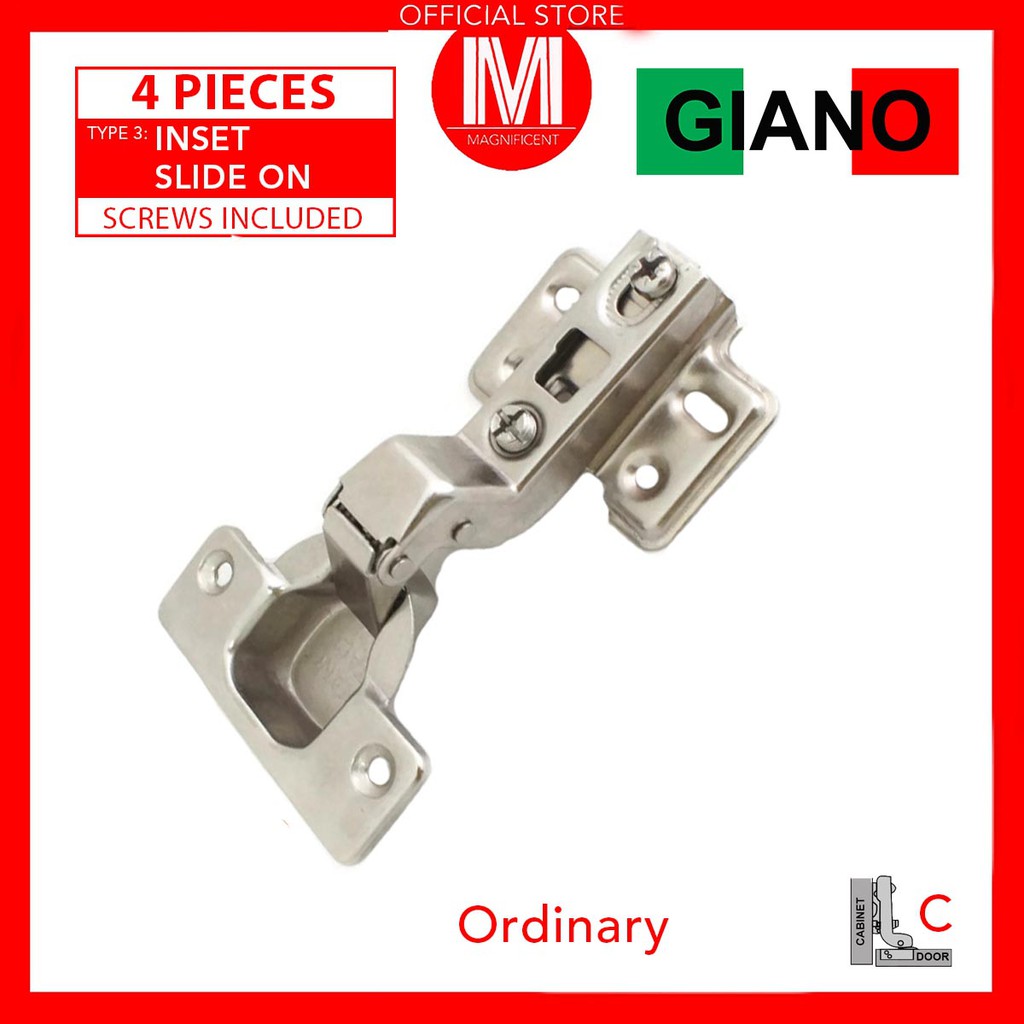 Giano Ordinary Concealed Hinge For Cabinet 4 Pieces Shopee
