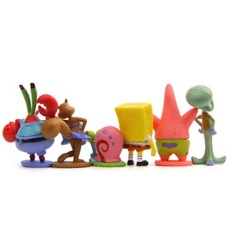 6pcs/set Spongebob Bob Sponge Miniatures Action Figures Patrick Anime