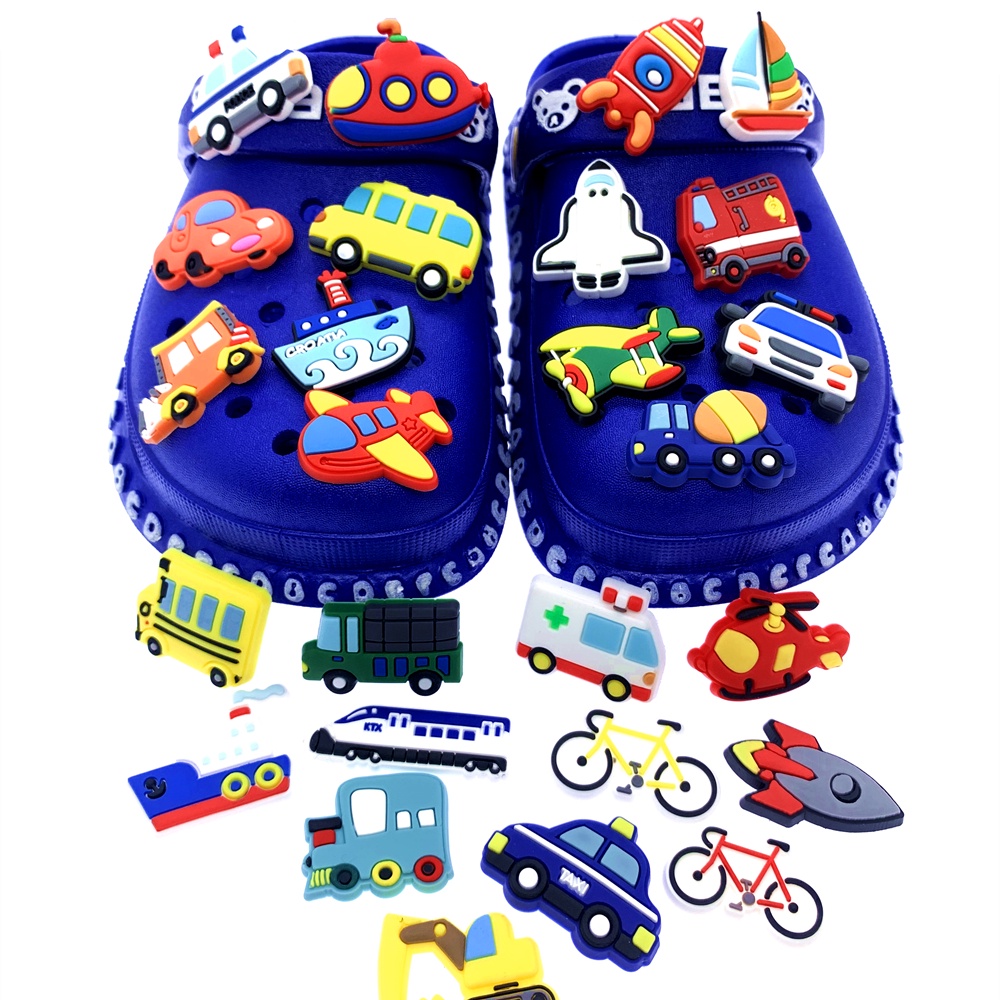 jibits Airplane Fire Truck Boat Motorcycle Jibits croc Charm for Kids DIY croc jibits Pins Cartoon Shoe Accessories Decorations