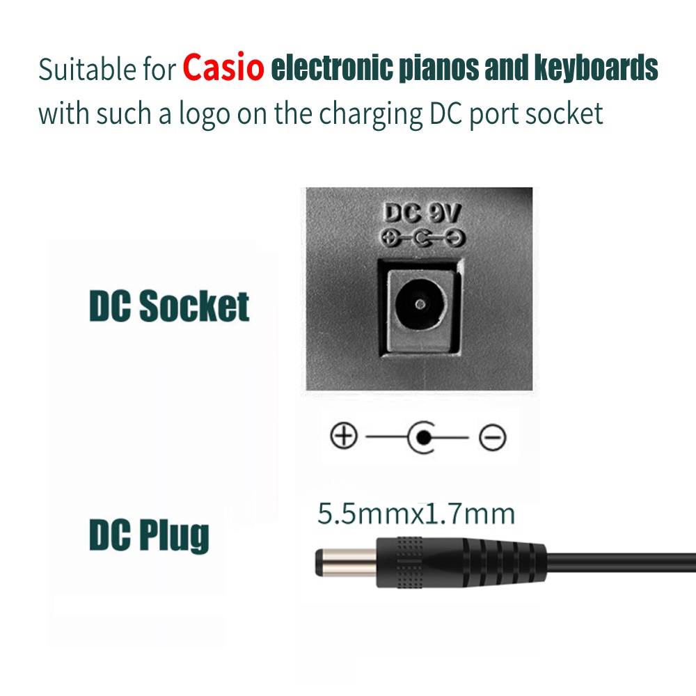 AC Power Adapter For Casio Casiotone CT-360 CT-450 CT-460 CT-605 CT-310 Keyboard