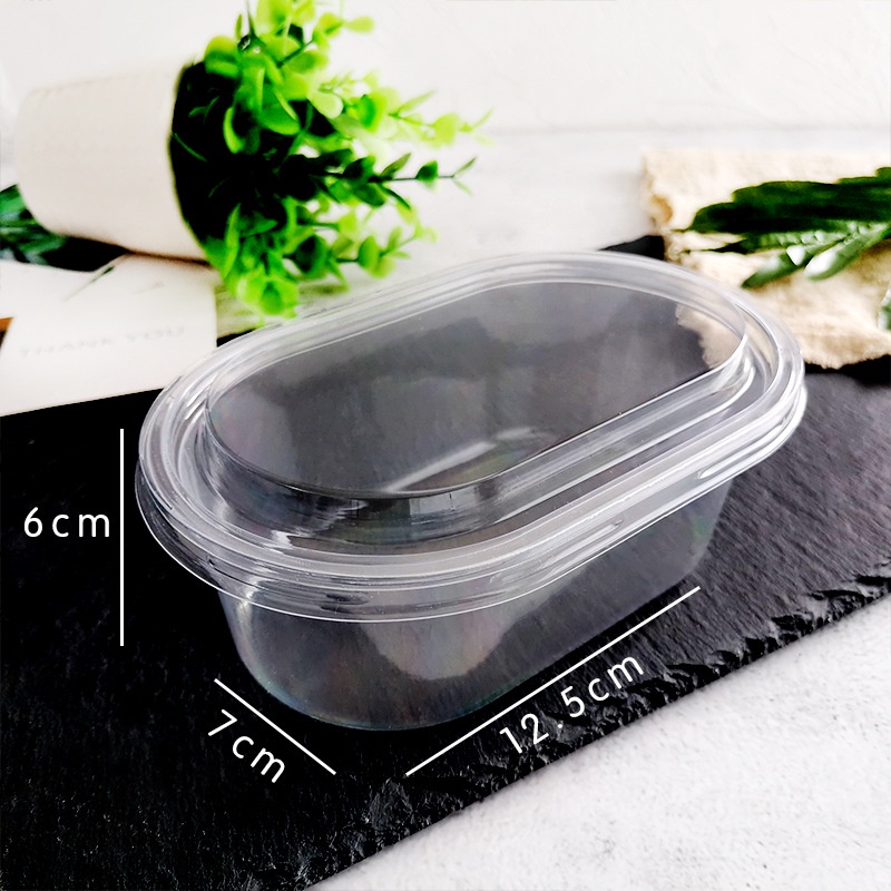 50 Pieces Clear Plastic Oval Containers for Mousse, Pudding, Desserts
