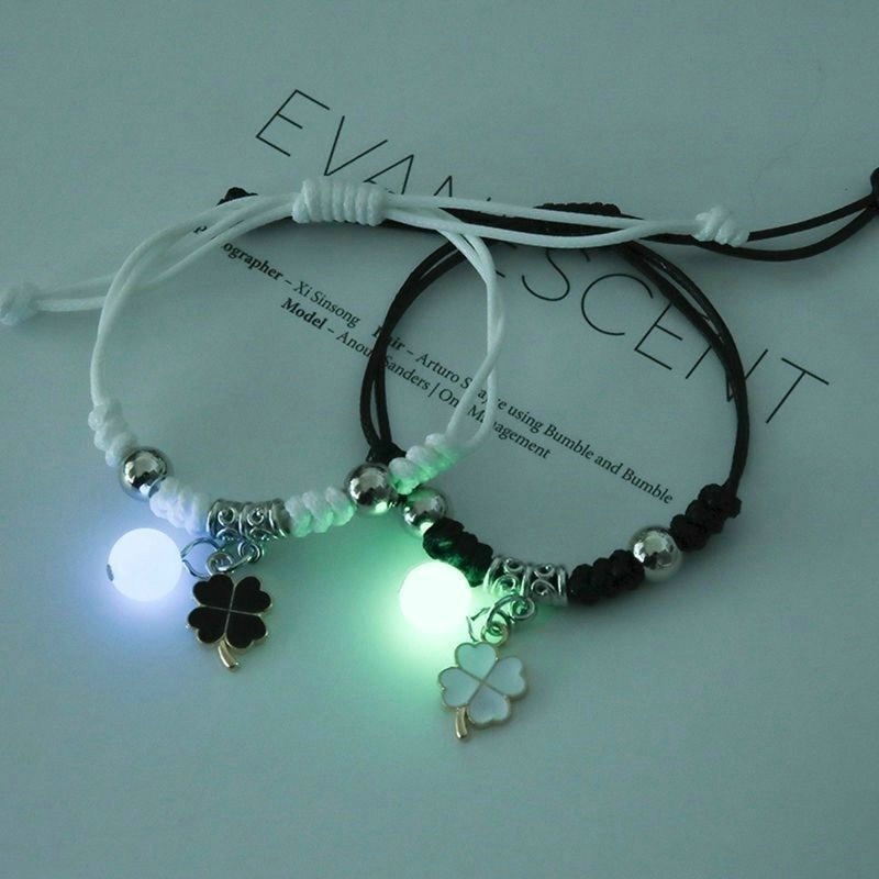 2Pcs Luminous Magnetic Couple Bracelet Friendship Trio Bracelet Creative Adjustable Charm Bracelet Jewelry Lover Gift