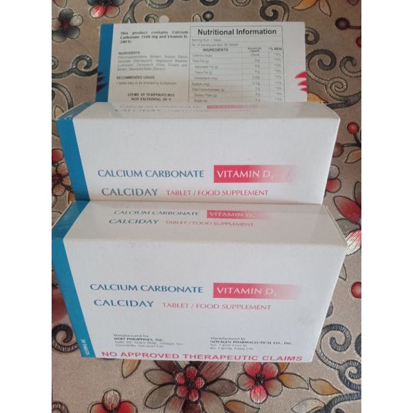 CALCIDAY Calcium Carbonate with Vitamins D3 ( 30 Tablets ) Shopee